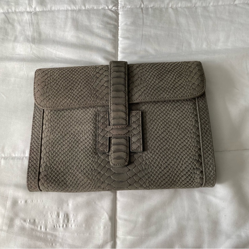 Ashneil Alligator Grey Suede Clutch Shoulder Bag